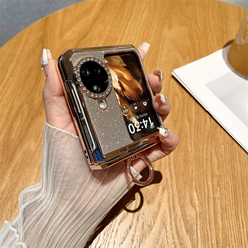 For Oppo Find N3 Flip 5G Case Glitter Design Hard PC Phone Cover with Ring Kickstand For Oppo Find N3 Flip 5G Case Glitter Design Hard PC Phone Cover with Ring Kickstand